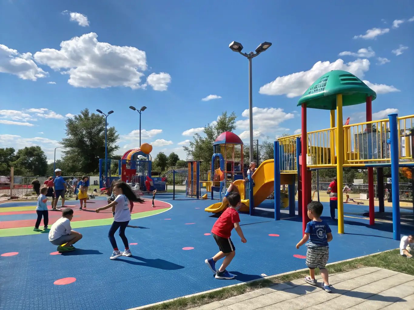 A vibrant image of children playing various sports in a safe and supervised environment, highlighting youth engagement.
