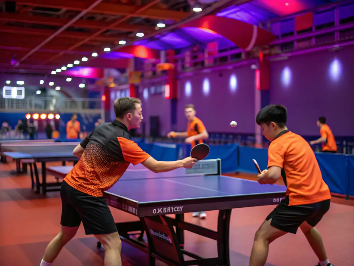 An image of a certified table tennis coach providing personalized instruction to a player, focusing on technique and strategy.